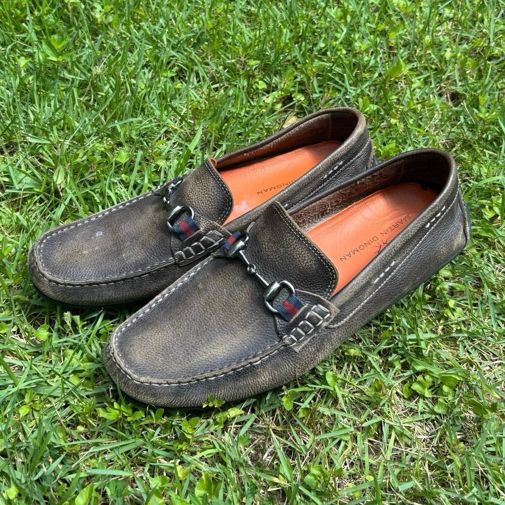Men's Martin Dingman Bermuda Pebble Grain Horse Bit Loafers sz 8.5